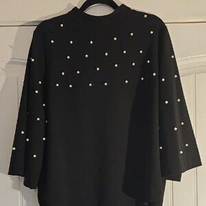 Chic‎ Black Pearl-Studded Women's Sweatshirt